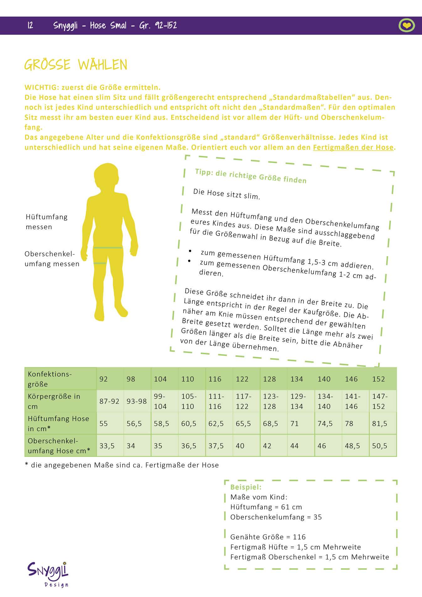 Schnittmuster Hose Smal Snyggli eBook Kinder