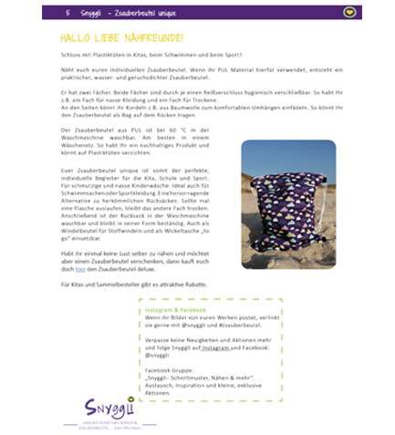 Snyggli eBook Zsauberbeutel Schnittmuster statt Plastiktüten Kita