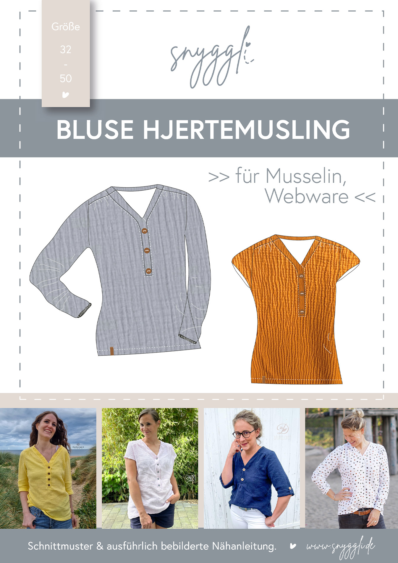Snyggli-Musselin-Bluse-Hjertemusling-Damen-Gr-32-50-Schnittmuster-Cover
