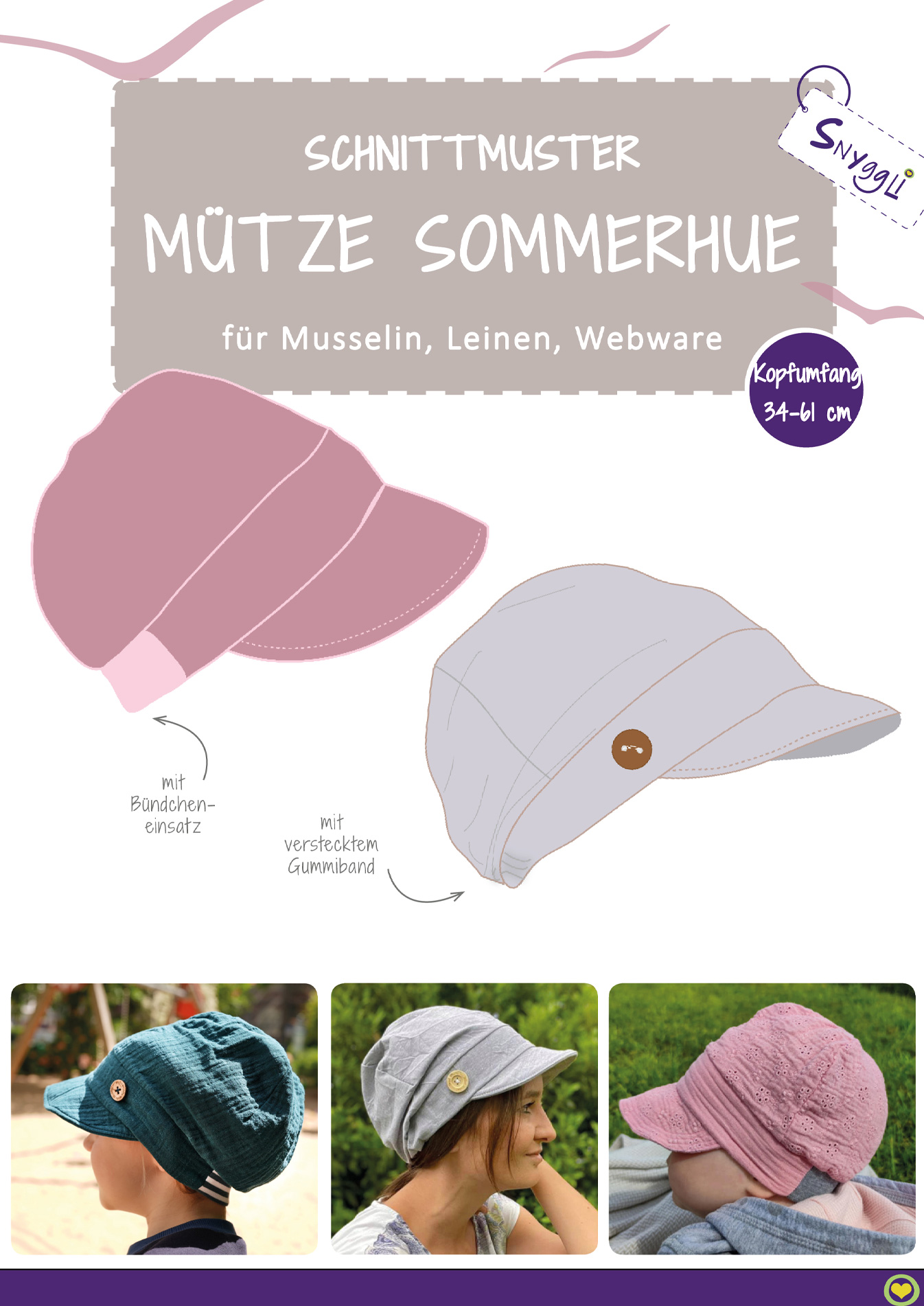 Snyggli-Schnittmuster-Musselin-Mütze-Sommerhue-Baby-Kinder-Damen-Herren_cover