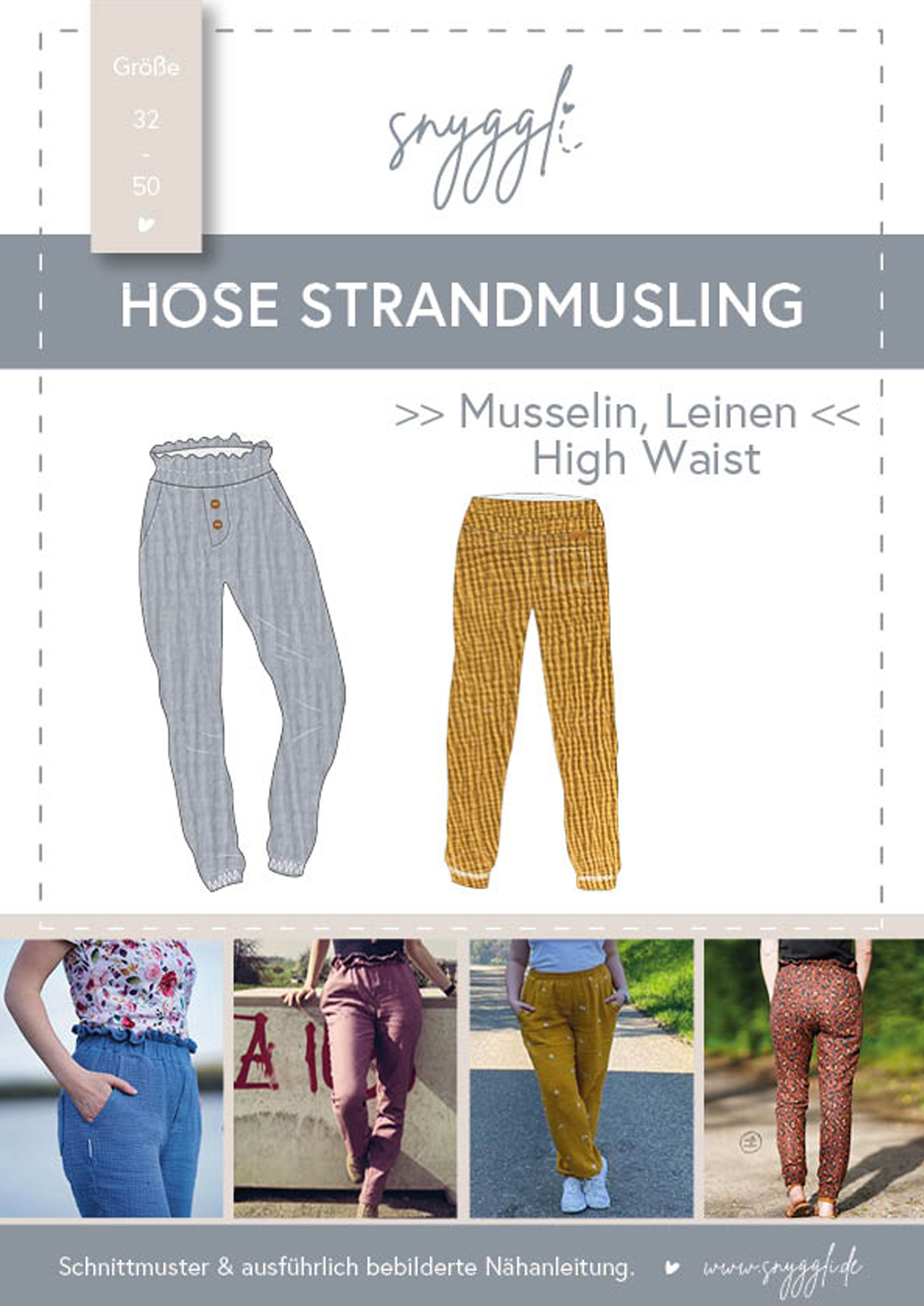 Snyggli-Musselin-Hose-Strandmusling-Schnittmuster-Leinen-Damen-high-waist--Sommer-Gr-32-50-Damen-Cover-2