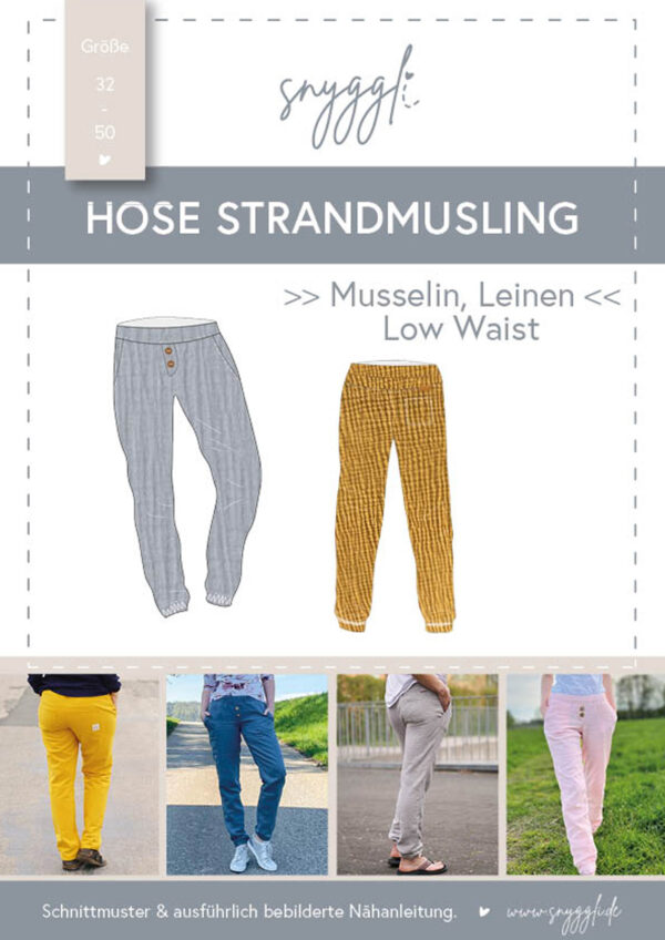 Snyggli-Musselin-Hose-Strandmusling-Schnittmuster-Leinen-Damen-low-waist--Sommer-Gr-32-50-cover